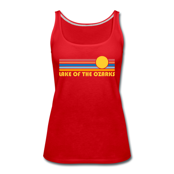 Lake of the Ozarks, Missouri Women’s Tank Top - Retro Sunrise Women’s Lake of the Ozarks Tank Top - red
