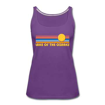 Lake of the Ozarks, Missouri Women’s Tank Top - Retro Sunrise Women’s Lake of the Ozarks Tank Top - purple