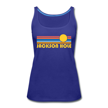 Jackson Hole, Wyoming Women’s Tank Top - Retro Sunrise Women’s Jackson Hole Tank Top - royal blue