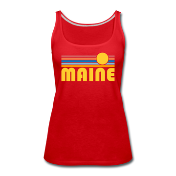 Maine Women’s Tank Top - Retro Sunrise Women’s Maine Tank Top - red