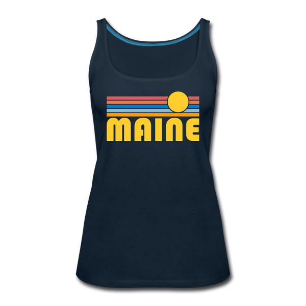 Maine Women’s Tank Top - Retro Sunrise Women’s Maine Tank Top - deep navy