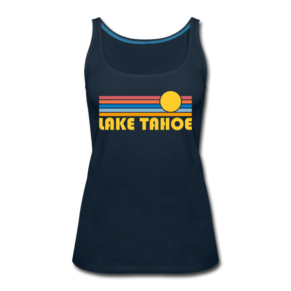 Lake Tahoe, California Women’s Tank Top - Retro Sunrise Women’s Lake Tahoe Tank Top - deep navy