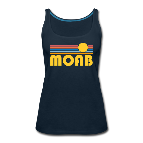Moab, Utah Women’s Tank Top - Retro Sunrise Women’s Moab Tank Top - deep navy