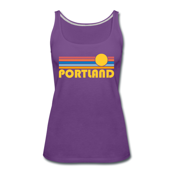 Portland, Oregon Women’s Tank Top - Retro Sunrise Women’s Portland Tank Top - purple