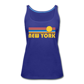 New York, New York Women’s Tank Top - Retro Sunrise Women’s New York Tank Top - royal blue