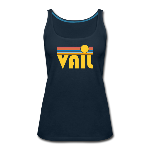 Vail, Colorado Women’s Tank Top - Retro Sunrise Women’s Vail Tank Top - deep navy