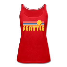 Seattle, Washington Women’s Tank Top - Retro Sunrise Women’s Seattle Tank Top - red