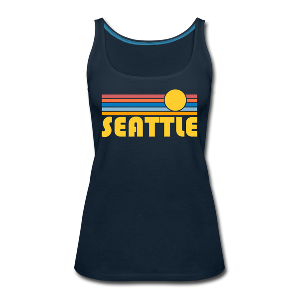 Seattle, Washington Women’s Tank Top - Retro Sunrise Women’s Seattle Tank Top - deep navy