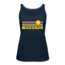 Wisconsin Women’s Tank Top - Retro Sunrise Women’s Wisconsin Tank Top - deep navy