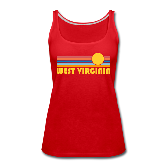 West Virginia Women’s Tank Top - Retro Sunrise Women’s West Virginia Tank Top - red