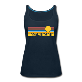 West Virginia Women’s Tank Top - Retro Sunrise Women’s West Virginia Tank Top - deep navy