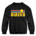 Alaska Youth Sweatshirt - Retro Sunrise Youth Alaska Crewneck Sweatshirt - black