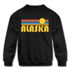 Alaska Youth Sweatshirt - Retro Sunrise Youth Alaska Crewneck Sweatshirt