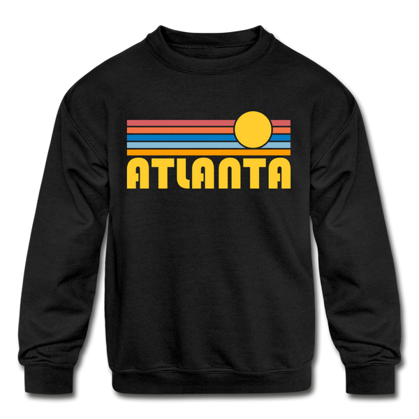 Atlanta, Georgia Youth Sweatshirt - Retro Sunrise Youth Atlanta Crewneck Sweatshirt - black