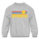 Atlanta, Georgia Youth Sweatshirt - Retro Sunrise Youth Atlanta Crewneck Sweatshirt - heather gray
