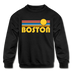 Boston, Massachusetts Youth Sweatshirt - Retro Sunrise Youth Boston Crewneck Sweatshirt - black