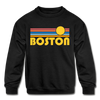 Boston, Massachusetts Youth Sweatshirt - Retro Sunrise Youth Boston Crewneck Sweatshirt