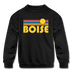 Boise, Idaho Youth Sweatshirt - Retro Sunrise Youth Boise Crewneck Sweatshirt - black