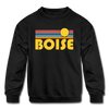 Boise, Idaho Youth Sweatshirt - Retro Sunrise Youth Boise Crewneck Sweatshirt