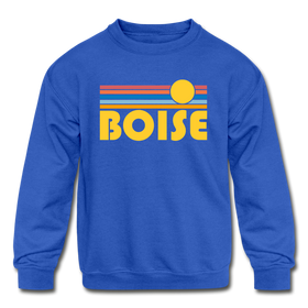 Boise, Idaho Youth Sweatshirt - Retro Sunrise Youth Boise Crewneck Sweatshirt