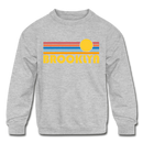 Brooklyn, New York Youth Sweatshirt - Retro Sunrise Youth Brooklyn Crewneck Sweatshirt - heather gray