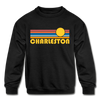 Charleston, South Carolina Youth Sweatshirt - Retro Sunrise Youth Charleston Crewneck Sweatshirt - black