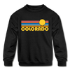 Colorado Youth Sweatshirt - Retro Sunrise Youth Colorado Crewneck Sweatshirt