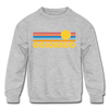 Colorado Youth Sweatshirt - Retro Sunrise Youth Colorado Crewneck Sweatshirt - heather gray
