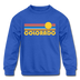 Colorado Youth Sweatshirt - Retro Sunrise Youth Colorado Crewneck Sweatshirt - royal blue