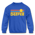 Denver, Colorado Youth Sweatshirt - Retro Sunrise Youth Denver Crewneck Sweatshirt - royal blue