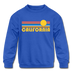 California Youth Sweatshirt - Retro Sunrise Youth California Crewneck Sweatshirt - royal blue