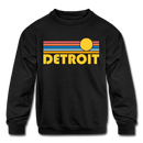 Detroit, Colorado Youth Sweatshirt - Retro Sunrise Youth Detroit Crewneck Sweatshirt - black