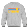 Detroit, Colorado Youth Sweatshirt - Retro Sunrise Youth Detroit Crewneck Sweatshirt - heather gray