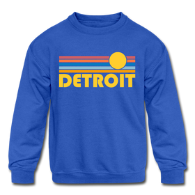 Detroit, Colorado Youth Sweatshirt - Retro Sunrise Youth Detroit Crewneck Sweatshirt