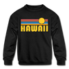 Hawaii Youth Sweatshirt - Retro Sunrise Youth Hawaii Crewneck Sweatshirt - black