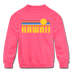 Hawaii Youth Sweatshirt - Retro Sunrise Youth Hawaii Crewneck Sweatshirt - neon pink