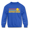 Hilton Head, South Carolina Youth Sweatshirt - Retro Sunrise Youth Hilton Head Crewneck Sweatshirt - royal blue