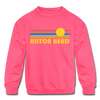 Hilton Head, South Carolina Youth Sweatshirt - Retro Sunrise Youth Hilton Head Crewneck Sweatshirt - neon pink
