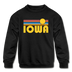 Iowa Youth Sweatshirt - Retro Sunrise Youth Iowa Crewneck Sweatshirt - black