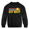 Key West, Florida Youth Sweatshirt - Retro Sunrise Youth Key West Crewneck Sweatshirt - black