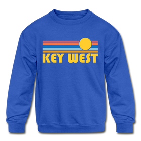 Key West, Florida Youth Sweatshirt - Retro Sunrise Youth Key West Crewneck Sweatshirt