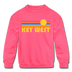 Key West, Florida Youth Sweatshirt - Retro Sunrise Youth Key West Crewneck Sweatshirt - neon pink