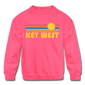 Key West, Florida Youth Sweatshirt - Retro Sunrise Youth Key West Crewneck Sweatshirt