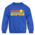 Montana Youth Sweatshirt - Retro Sunrise Youth Montana Crewneck Sweatshirt - royal blue