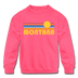 Montana Youth Sweatshirt - Retro Sunrise Youth Montana Crewneck Sweatshirt - neon pink