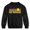 Los Angeles, California Youth Sweatshirt - Retro Sunrise Youth Los Angeles Crewneck Sweatshirt - black