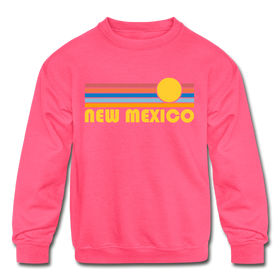 New Mexico Youth Sweatshirt - Retro Sunrise Youth New Mexico Crewneck Sweatshirt