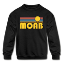 Moab, Utah Youth Sweatshirt - Retro Sunrise Youth Moab Crewneck Sweatshirt - black