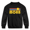Moab, Utah Youth Sweatshirt - Retro Sunrise Youth Moab Crewneck Sweatshirt - black