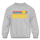 Moab, Utah Youth Sweatshirt - Retro Sunrise Youth Moab Crewneck Sweatshirt - heather gray